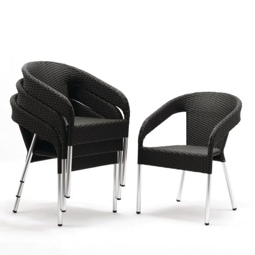 Bolero Wicker Wraparound Bistro Chairs Charcoal (4 Pack)