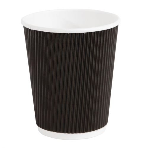 Fiesta Recyclable Coffee Cups Ripple Wall Black 225ml / 8oz: Pack Quantity: 25