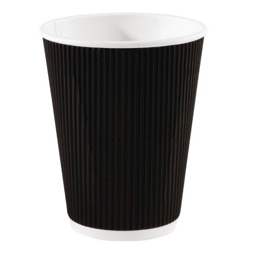 Fiesta Recyclable Coffee Cups Ripple Wall Black 340ml / 12oz: Pack Quantity: 25