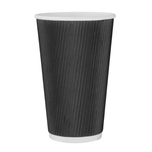 Fiesta Recyclable Ripple Wall Takeaway Coffee Cups Black 455ml / 16oz: Pack quantity: 25