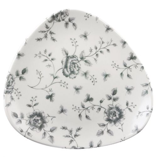 Churchill Vintage Prints Grey Rose Chintz Pattern Triangle Plate 229mm (12 Pack)