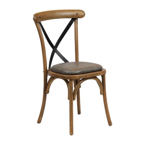 Bristol Dining Chair Weathered Oak with Padded Seat Saddle Ash (2 Pack)