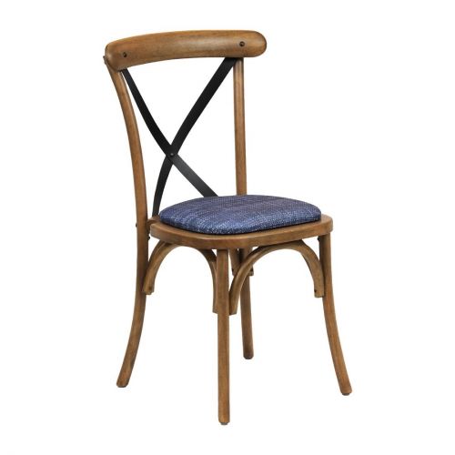 Bristol Dining Chair Weathered Oak with Padded Seat Helbeck Midnight (2 Pack)