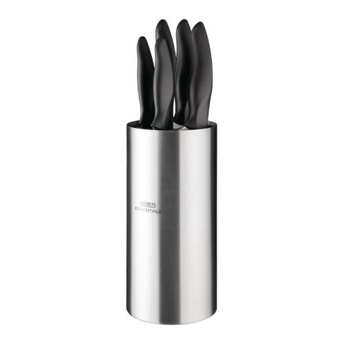 Nisbets Essentials Knife Block and 5-Piece Knife Set