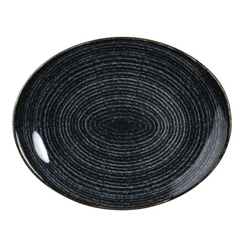 Churchill Studio Prints Homespun Charcoal Black Oval Coupe Plate 317 x 255mm (Pack of 12)
