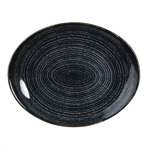 Churchill Studio Prints Homespun Charcoal Black Large Oval Coupe Plate 270 x 299mm (Pack of 12)