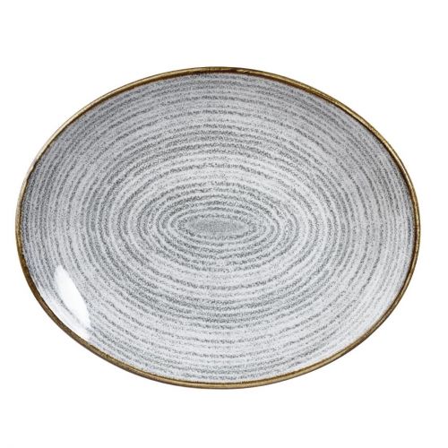 Churchill Studio Prints Homespun Stone Grey Oval Coupe Plate 270 x 229mm (Pack of 12)