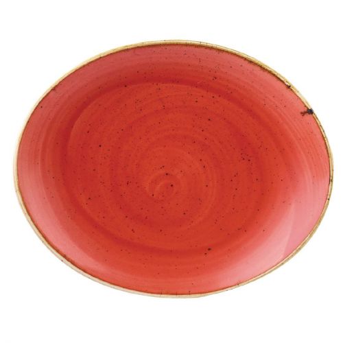 Churchill Stonecast Oval Coupe Plate Berry Red 192mm (12 Pack)