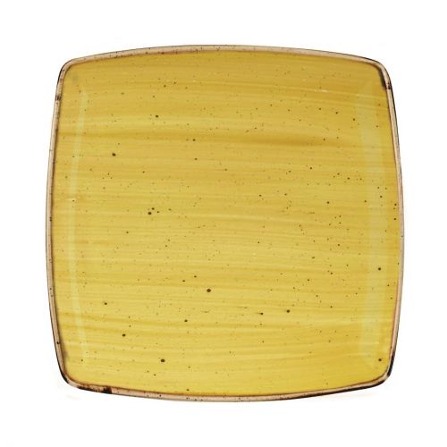 Churchill Stonecast Deep Square Plate Mustard Seed Yellow 260mm (Pack of 6)