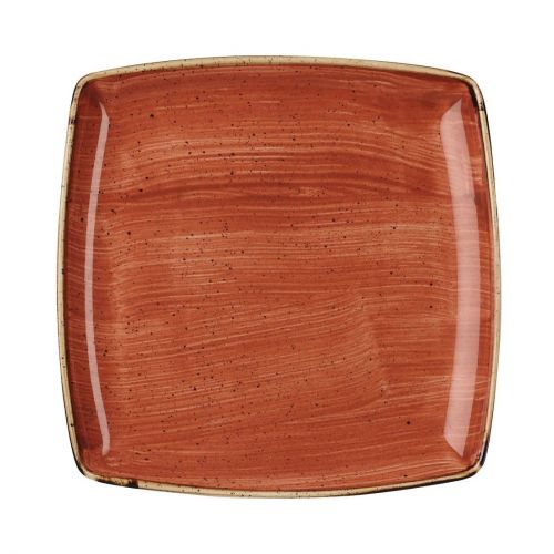 Churchill Stonecast Deep Square Plate Spiced Orange 260mm (Pack of 6)