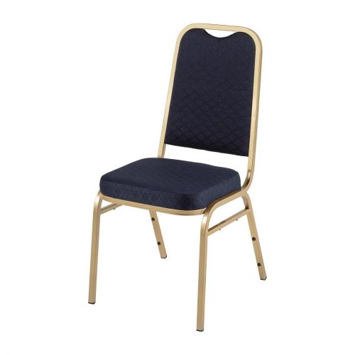 Bolero Square Back Banquet Chairs Blue & Gold (4 pack)