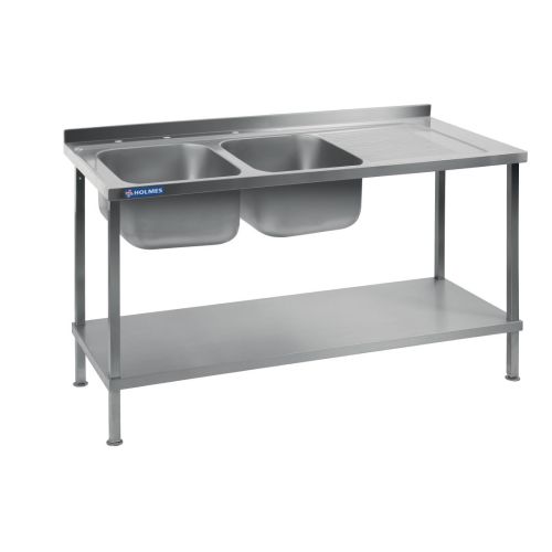 Vogue Stainless Steel Double Sink Right Hand Drainer