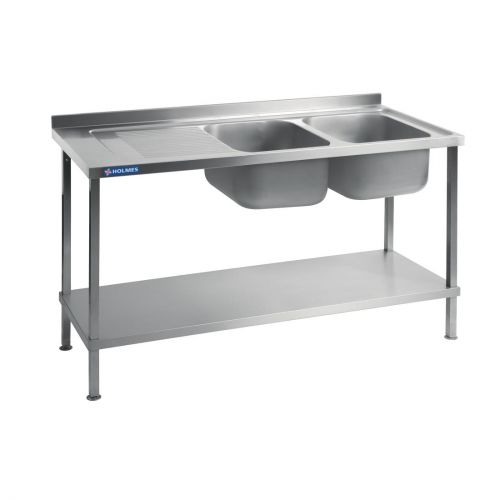 Vogue Stainless Steel Double Sink Left Hand Drainer