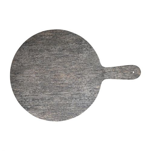 Churchill Alchemy Buffet Handled Melamine Round Paddle Boards Distressed Wood 450mm (Pack of 4)
