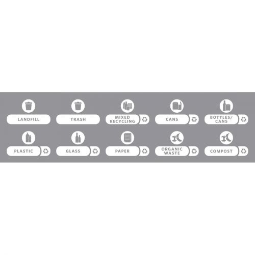 Rubbermaid Slim Jim Recycling Label Kit (10 Sticker Sets Pack)