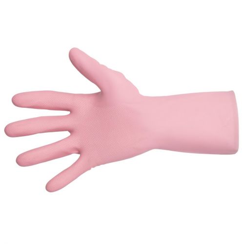 MAPA Vital 115 Liquid-Proof Light-Duty Janitorial Gloves Pink: Size: Medium | Size 7