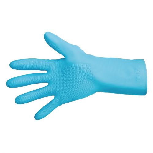 MAPA Vital 117 Liquid-Proof Light-Duty Janitorial Gloves Blue: Size: Large | Size 8