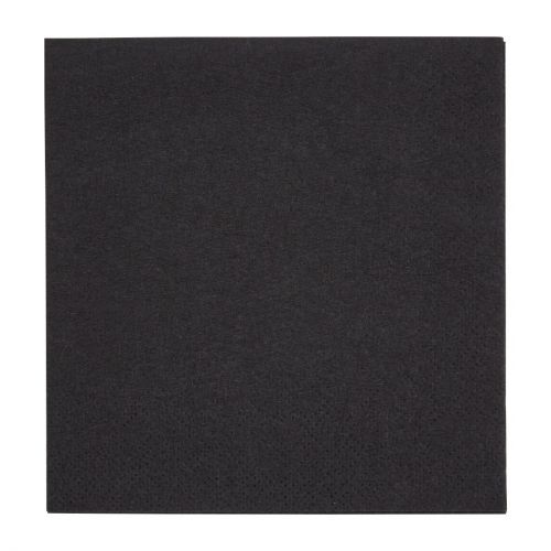 Fiesta Recyclable Cocktail Napkin Black 24x24cm 2ply 1/4 Fold (4000 Pack)