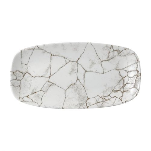 Churchill Studio Prints Kintsugi Agate Grey Chefs Oblong Plates 298 x 152mm (12 Pack)