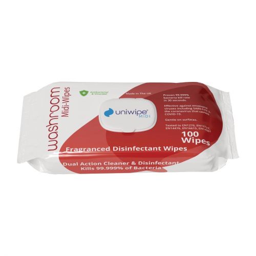 Uniwipe Washroom Sanitising Midi-Wipes (100 Pack)