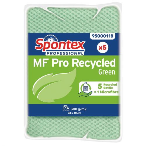 Spontex MF Pro Recycled Microfibre Cloth Green (5 pack)