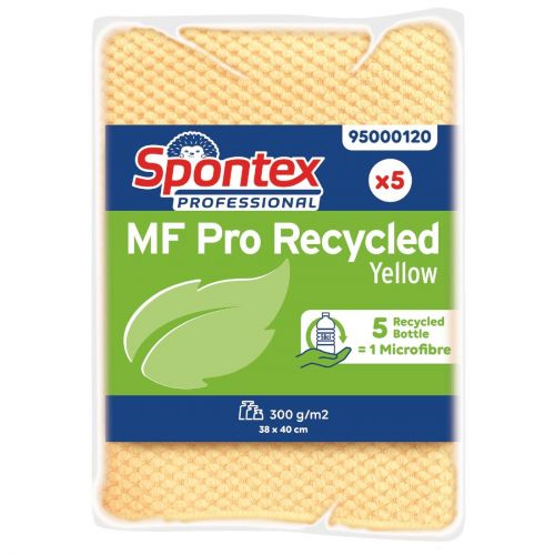 Spontex MF Pro Recycled Microfibre Cloth Yellow (5 pack)