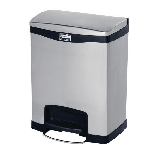 Rubbermaid Slim Jim Front Step-On Pedal Bin Stainless Steel 30Ltr