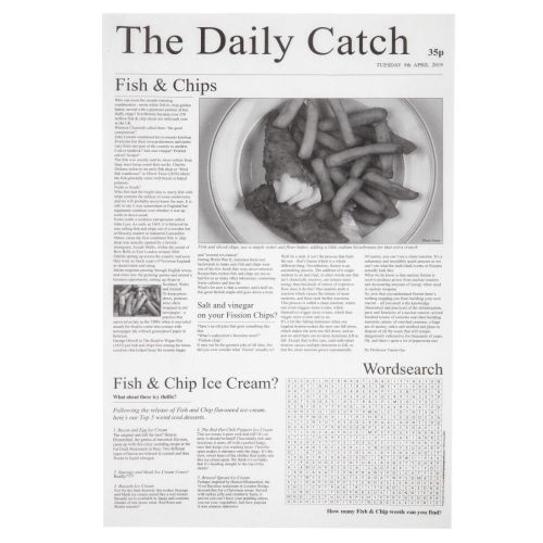 Greaseproof Paper Sheets Newspaper Print 270 x 420mm (500 pack)