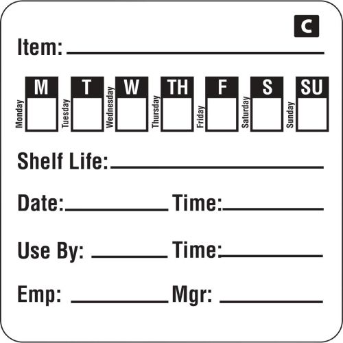 Hygiplas Freezable Day of the Week Labels (500 Pack)
