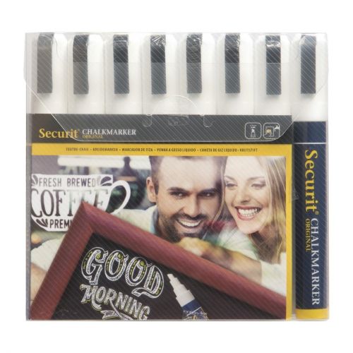 Securit 6mm Liquid Chalk Pens White (8 pack)