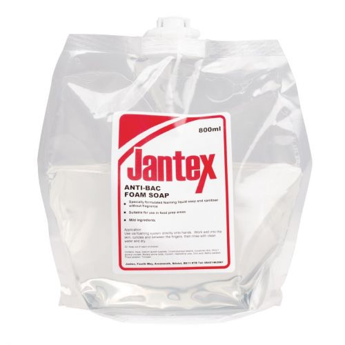 Jantex Unperfumed Antibacterial Foam Hand Soap 800ml (6 pack)