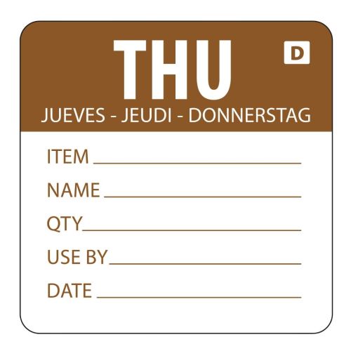 Hygiplas Dissolvable Day of the Week Labels Thursday (250 pack)