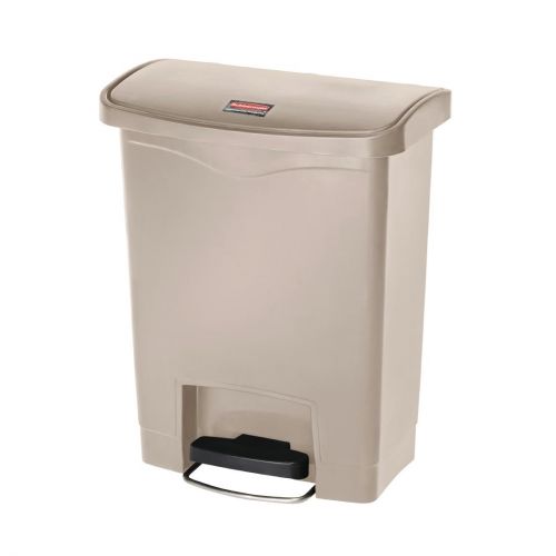 Rubbermaid Slim Jim Front Step-On Pedal Bin Beige 30Ltr