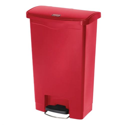 Rubbermaid Slim Jim Front Step-On Pedal Bin Red 50Ltr
