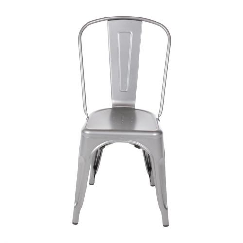 Bolero Bistro Steel Side Chairs Gun Metal Grey (4 pack)