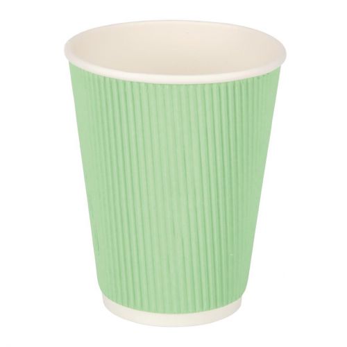 Fiesta Disposable Coffee Cups Ripple Wall Turquoise 340ml / 12oz (Pack of 25)