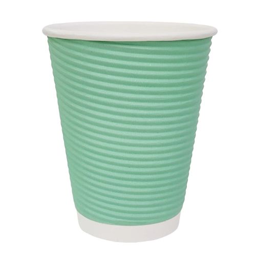 Fiesta Recyclable Coffee Cups Ripple Wall Turquoise 340ml / 12oz (500 Pack)
