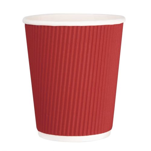 Fiesta Recyclable Coffee Cups Ripple Wall Red 225ml / 8oz: Pack quantity: 25