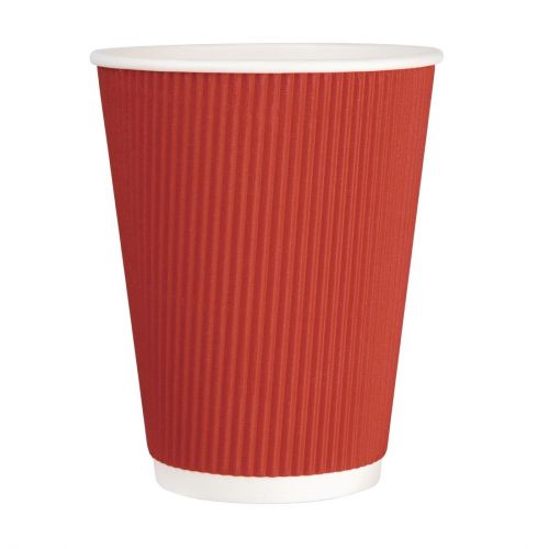 Fiesta Recyclable Coffee Cups Ripple Wall Red 340ml / 12oz: Pack quantity: 25