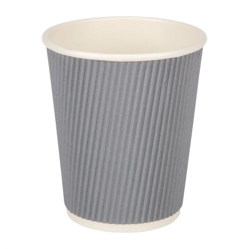 Fiesta Recyclable Coffee Cups Ripple Wall Charcoal 225ml / 8oz: Pack Quantity: 25