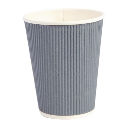 Fiesta Recyclable Coffee Cups Ripple Wall Charcoal 340ml / 12oz: Pack Quantity: 25