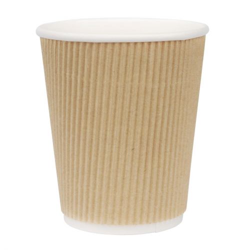 Fiesta Recyclable Coffee Cups Ripple Wall Kraft 225ml / 8oz: Pack Quantity: 25
