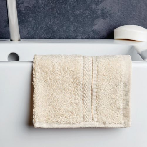 Mitre Essentials Nova Towels Cream: Hand Towel. 500(W) x 900(L)mm