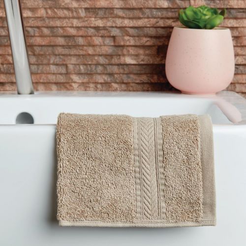 Mitre Essentials Nova Towels Sand: Hand Towel. 500(W) x 900(L)mm