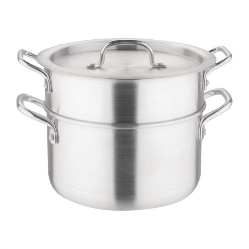 Vogue Aluminium Double Boiler Pan With Lid 24cm