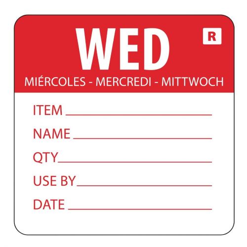 Hygiplas Removable Day of the Week Label Wednesday (500 pack)