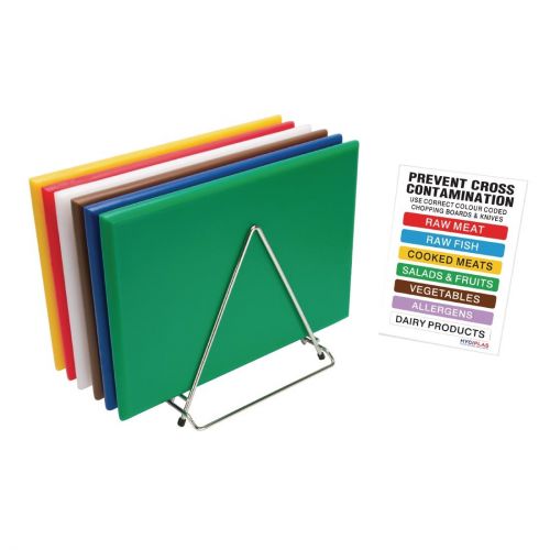 Hygiplas Thick High Density Chopping Board Set 455x305x24mm (6 Pack)