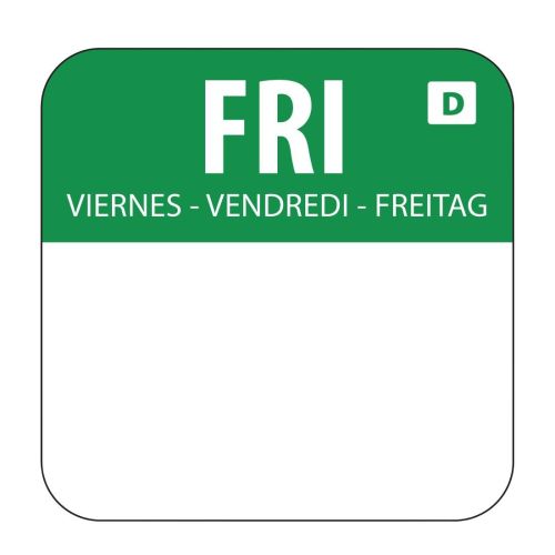 Hygiplas Dissolvable Food Rotation Labels Friday (1000 pack)