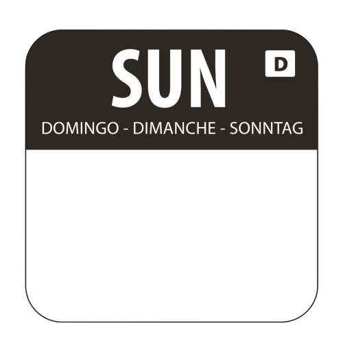 Hygiplas Dissolvable Food Rotation Labels Sunday (1000 pack)