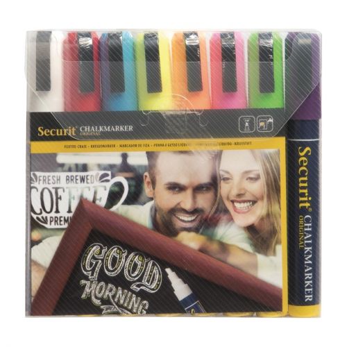 Securit Chalkmaster 6mm Liquid Chalk Pens Assorted Colours (8 pack)
